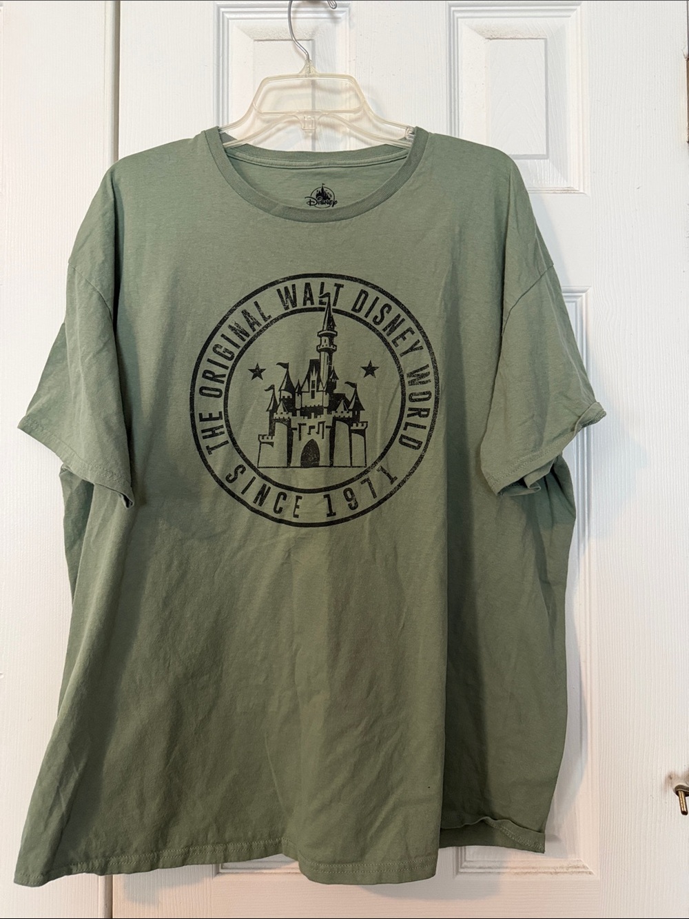 NWOT Disney Women's Sage Green Short Sleeve Tee with Castle Seal